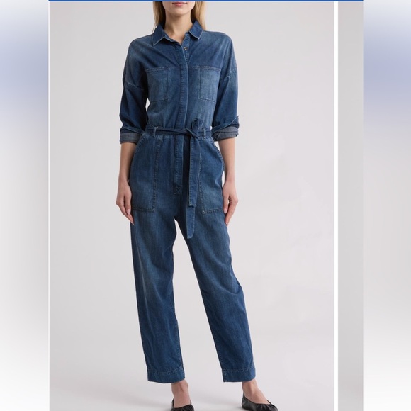 NWT AG Adriano Goldschmied Blue Denim Jumpsuit Relaxed Fit XS - Picture 1 of 6